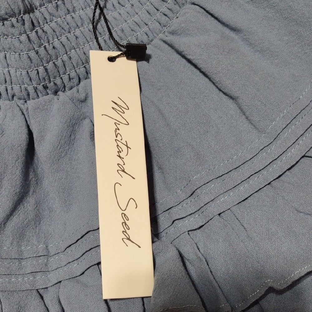 Mustard Seed Blue Gray Bubble Mini Skirt - Picture 4 of 5